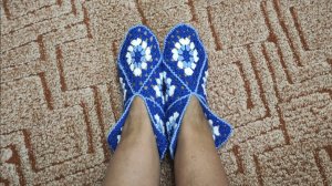 Тапочки, следки, носочки из квадратов крючком