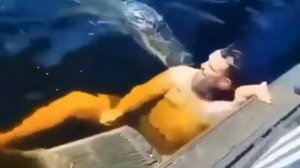 Жуть! Крокодил напал на человека