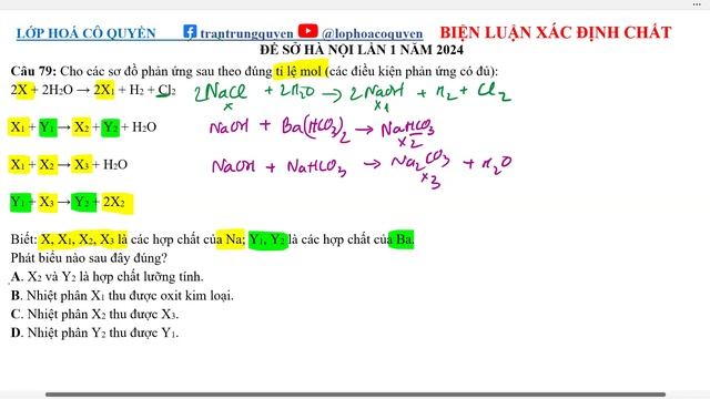 Biện Luận Xác định Chất | ĐỀ SỞ HÀ NỘI LẦN 1 NĂM 2024 | Lớp Hoá Cô Quyền