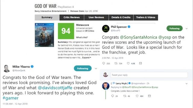 God Of War Reviews Are In And It's Perfection! Even Xbox Executives Are Congratulating Sony! смотреть онлайн