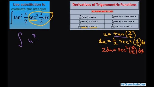Use substitution to evaluate the indefinite integral tan^7 x/2 sec^2 x/2 dx смотреть онлайн