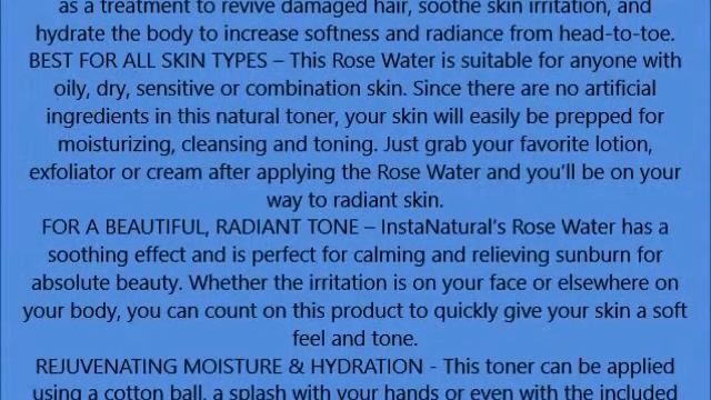 InstaNatural Rose Water Facial Toner Organic & Natural Astringent Face Mist without Alcohol Pri смотреть онлайн