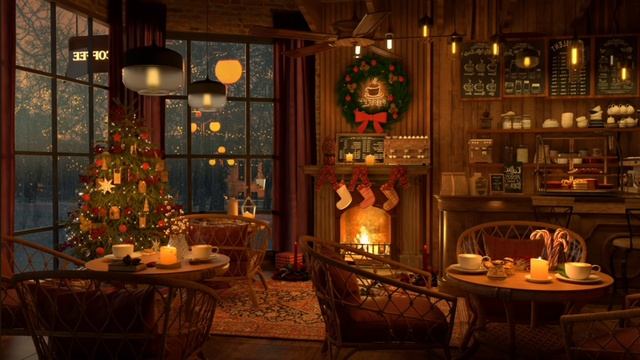 Cozy Christmas Cafe Ambience - Relaxing Instrumental Jazz Music To Relax/Study/ Work To