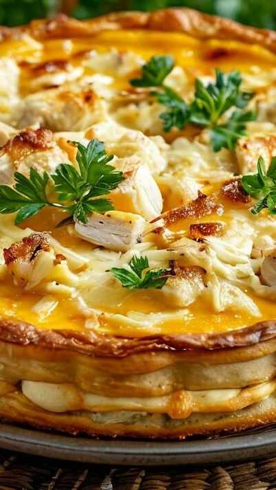 Блинный пирог с курицей и сыром смотреть онлайн