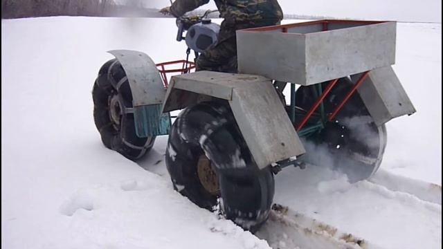 Самодельный вездеход, глубокий снег. смотреть онлайн