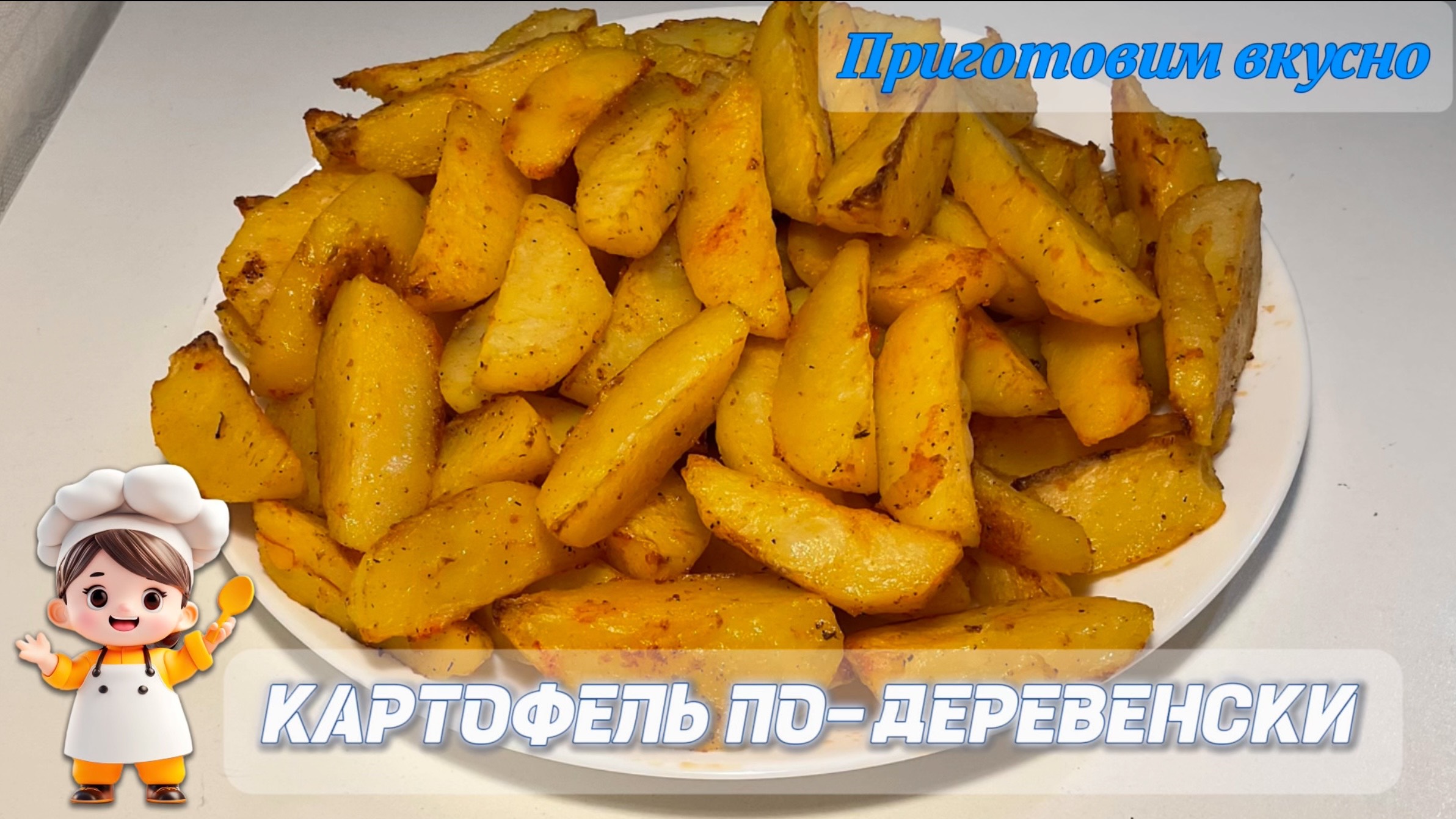 Картофель по-деревенски запечённый дольками в духовке. смотреть онлайн