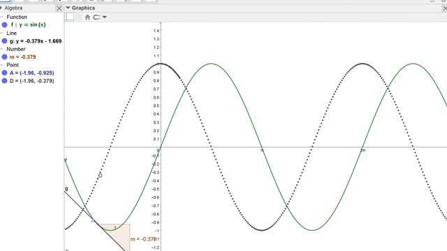 Differentiating y=sinx and y=cosx on geogebra смотреть онлайн