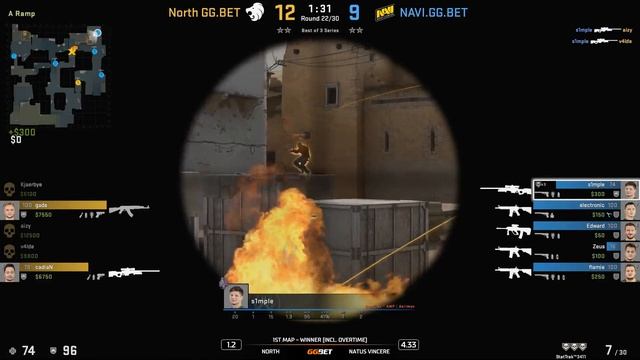 s1mple easy 4 click-4 kills with AWP смотреть онлайн