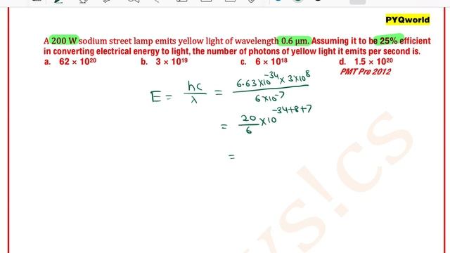 A 200 W sodium street lamp emits yellow light of wavelength 0.6 μm. Assuming it to be 25% efficient смотреть онлайн