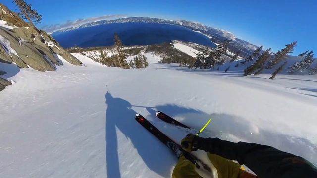 POV of Big Mountain Skiing in Deep Powder in Lake Tahoe, CA on 3/8/23 смотреть онлайн