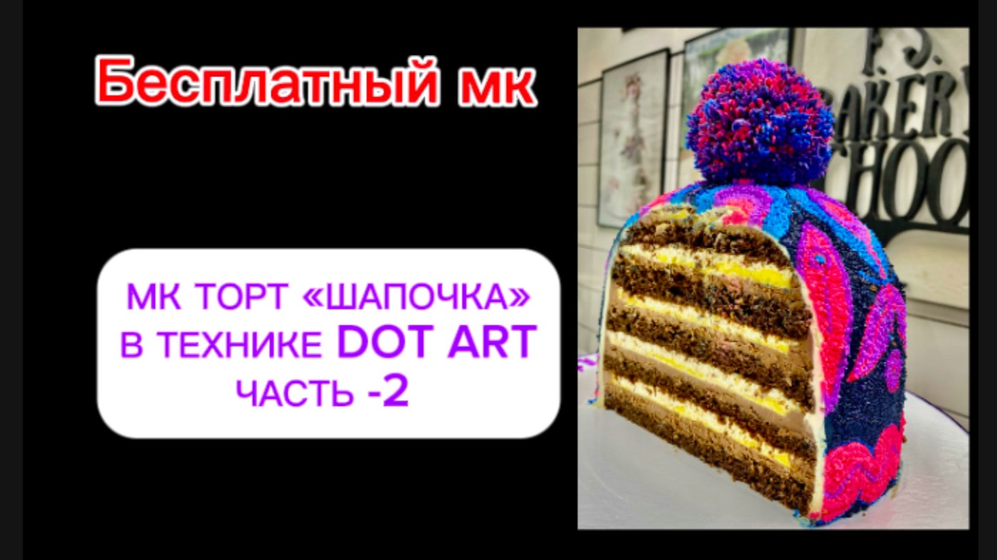 Торт « Шапка» техника Dot Art . Часть -2. Покрытие /Декорирование смотреть онлайн