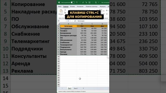 Как копировать таблицу на новый лист с сохранением ширины столбцов смотреть онлайн