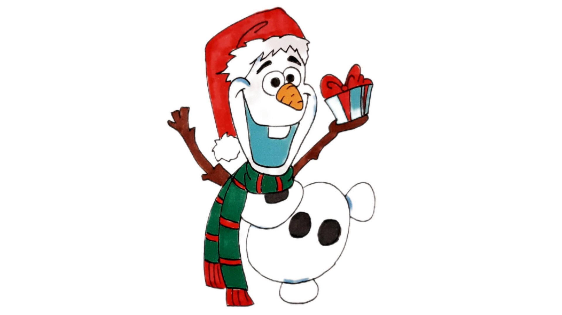 Как нарисовать Снеговика Олафа, новогодние рисунки для срисовки смотреть онлайн