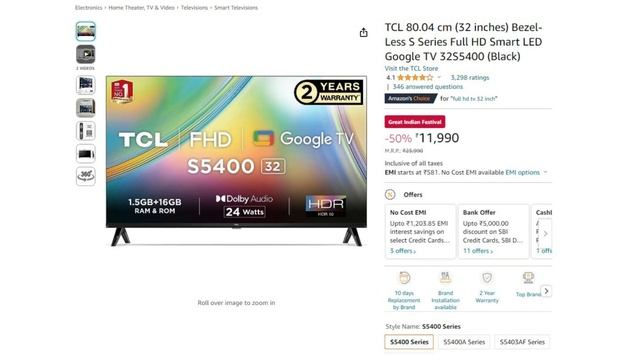 TCL 80 04 cm 32 inches ! Rs 11,990 смотреть онлайн