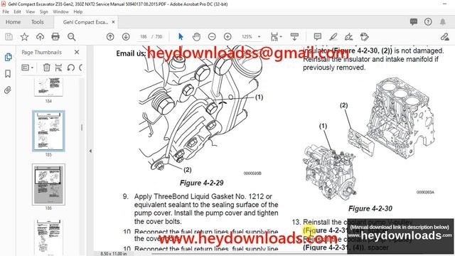 Gehl Z35 GEN:2 350Z NXT2 Compact Excavator Service Manual 50940137 - PDF DOWNLOAD смотреть онлайн