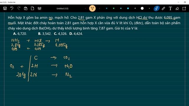 Hỗn hợp X gồm ba amin no, mạch hở Cho 2,81 gam X phản ứng với dung dịch HCl dư thu được 6,095 gam смотреть онлайн