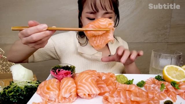 SUB) 연어를 왕창 먹어보자 🧡 연어회 연어국수 연어초밥 하이볼 먹방 RAW SALMON SUSHI SEA GRAPES SEAFOOD REAL SOUND ASMR MUKBANG