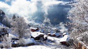 Венген, Швейцария 4K - самые красивые зимние направления, снежная прогулка в швейцарских Альпах
