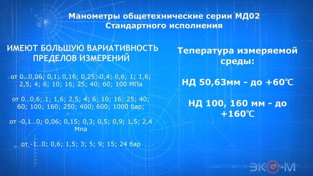 Общетехнические манометры МД02 от компании Экомера