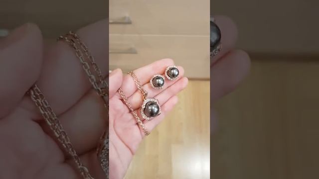 Комплект с серым жемчугом и Swarovski (арт. 00644) смотреть онлайн