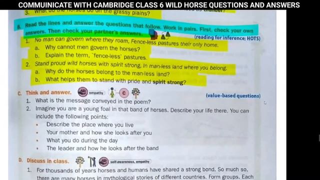 Class 6 | WILD HORSE | Communicate with Cambridge | Question and answers | English @nksclasses смотреть онлайн