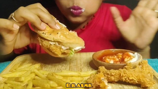 ASMR KFC CHICKEN BURGER + CHICKEN STRIPS + FRIES (EATING SOUND) NO TALKING| B.R.ASMR || смотреть онлайн