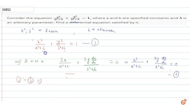 IIT JEE DIFFERENTIAL EQUATIONS Consider the equation `(x^2)/(a^2+lambda)+(y^2)/(b^2+lambda)=1,`
w.. смотреть онлайн