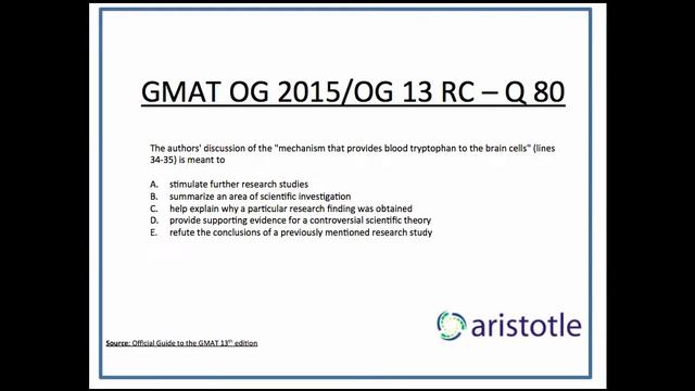 Aristotle Prep: GMAT OG 13 / OG 2015 Reading Comprehension Q 80 смотреть онлайн