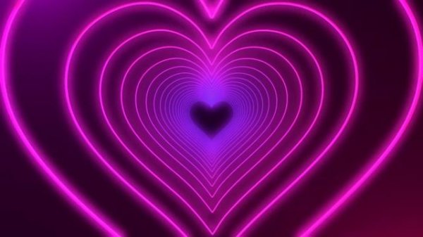 Neon Lights Love Heart Tunnel and Romantic Abstract Glow Particles Background