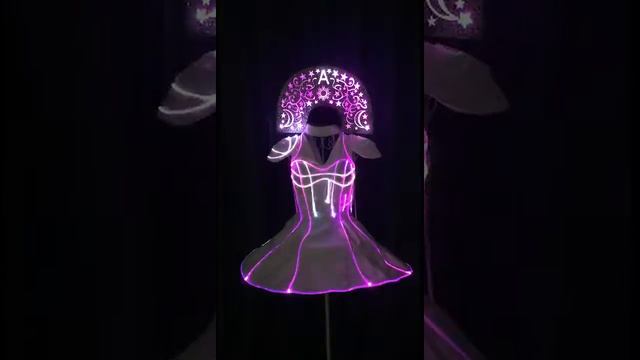 TC 0191 LED Fiber Optic Cage 3D Light Up Smart Corset Dress, star moon luminous headwear event show смотреть онлайн