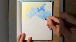 Пейзаж цветными карандашами