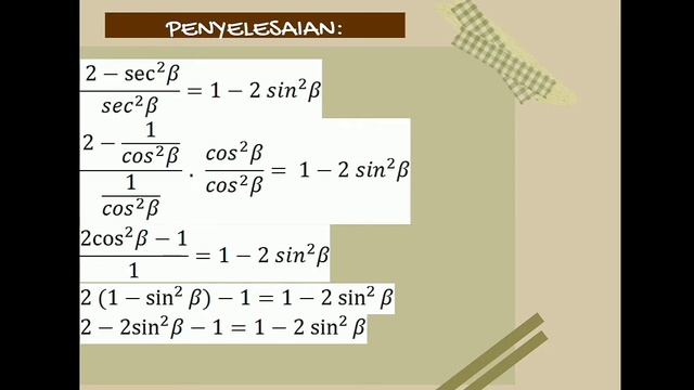 (2-Sec^2 β)/(Sec^2 β)=1-2 Sin^2 β смотреть онлайн