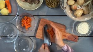 Картофельный салат с куриной печёнкой