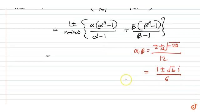 If `alpha`, `beta` are the roots of `6x^2-2x+1=0` and `s_x=alpha^n+beta^n`, then `Lt_(n- gtoo) ... смотреть онлайн