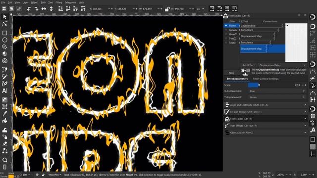 Inkscape Time-lapse : NEON FIRE Text ( Filter Editor ) смотреть онлайн