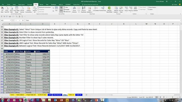 Excel Basics 23: Data Analysis Features: Sort, Filter, Flash Fill to Organize & Clean Data смотреть онлайн