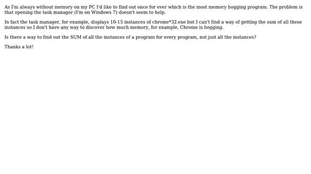 Find out the sum of memory hogging process смотреть онлайн