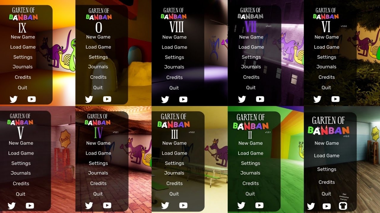 Сад Банбана 0 1 2 3 4 5 6 7 8 9 - Сравнение главного меню (концепт)