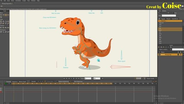 How to Rig Dinosaur tutorial - Coise - Anime Studio (Moho 2019) - Part 1 смотреть онлайн
