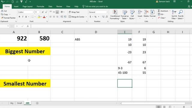 Excel : Usage of ABS function смотреть онлайн