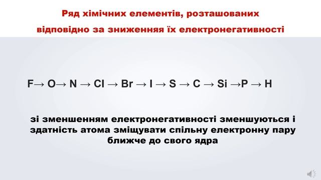 Електронегативність елементів. Ковалентний зв'язок, його утворення. Полярний ковалентний зв'язок. смотреть онлайн