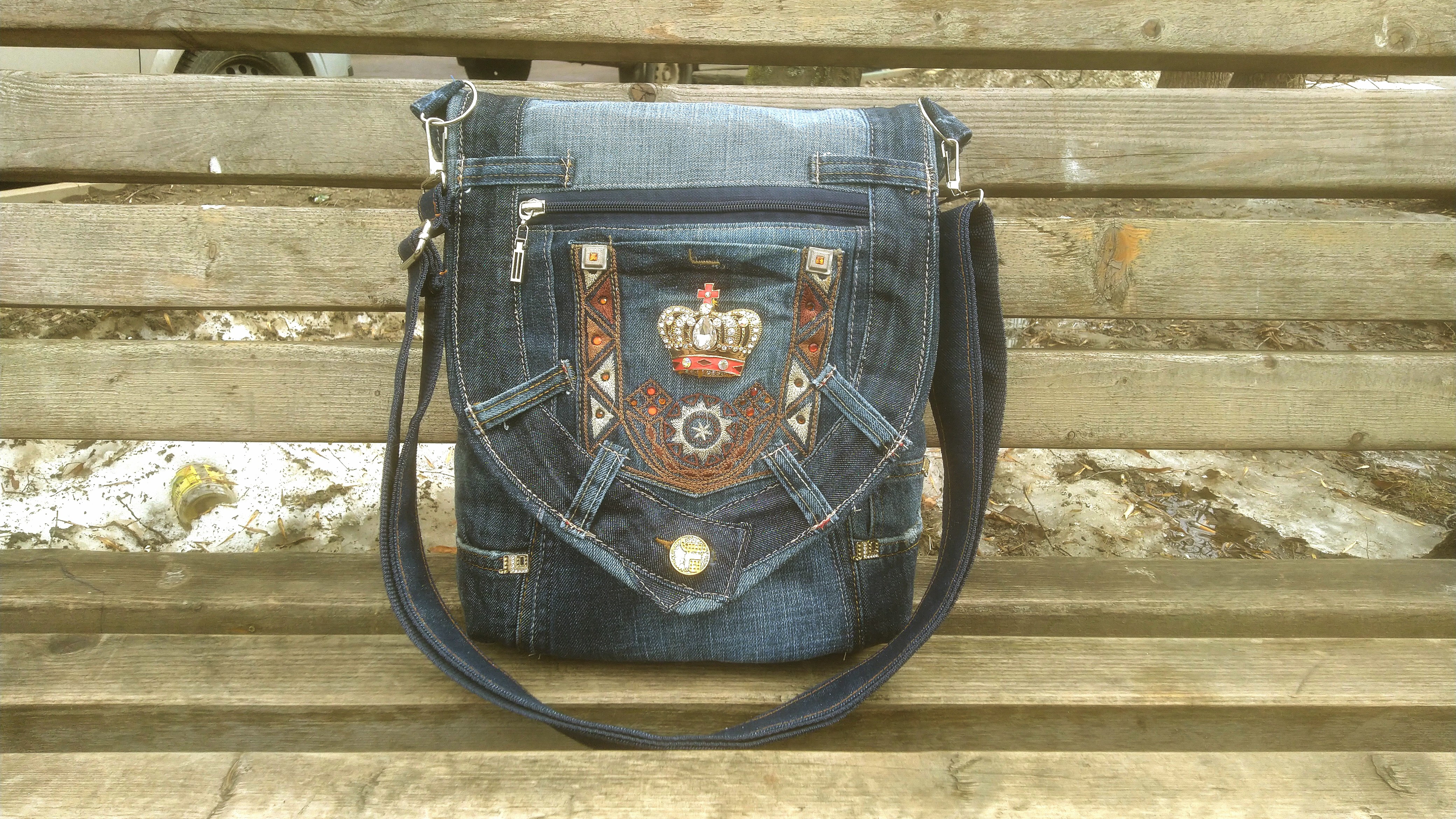 DIY Bag Jeans Fantasy Сумка рюкзак из джинсов своими руками полный МК и выкройка Джинсовая Фантазия