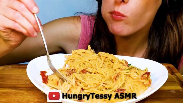 ASMR Spaghetti with CREAMY HUMMUS SAUCE (Mukbang|No Talking|Eating Sounds) смотреть онлайн