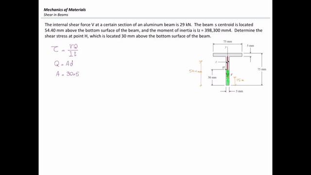 Mechanics of Materials, Lecture 19: Shear stress in beams (Prob5) смотреть онлайн