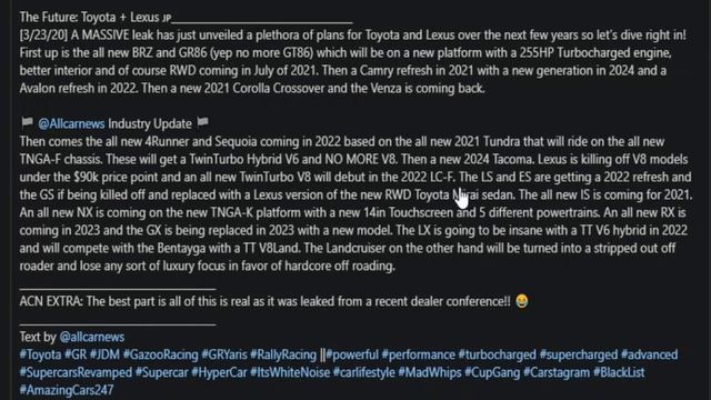 TOYOTA Roadmap LEAKED! Massive updates for Lexus too смотреть онлайн