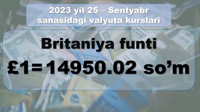 Valyuta kurslari 25 - Sentyabr 2023 yil. Dollar, Rubl, Yevro kurslari смотреть онлайн