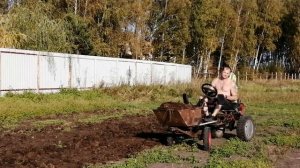 Передний адаптер для мотоблока Ока. Развожу навоз на огород.