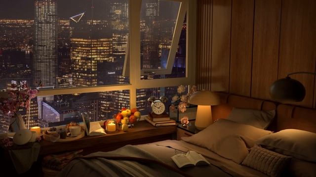 Уютная спальня с расслабляющей джазовой музыкой для сна, учёбы, успокоения. смотреть онлайн