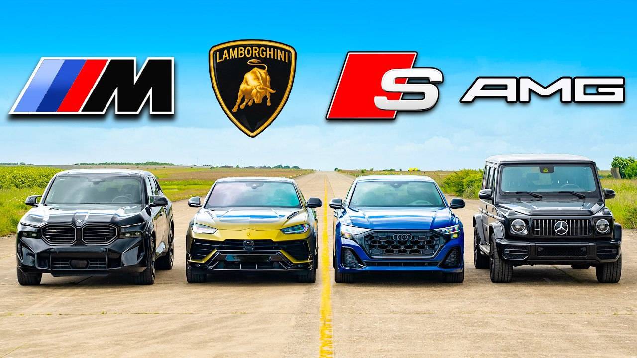 Кто победит в заезде: BMW XM, Lamborghini Urus, AMG G63 или же Audi SQ8? смотреть онлайн