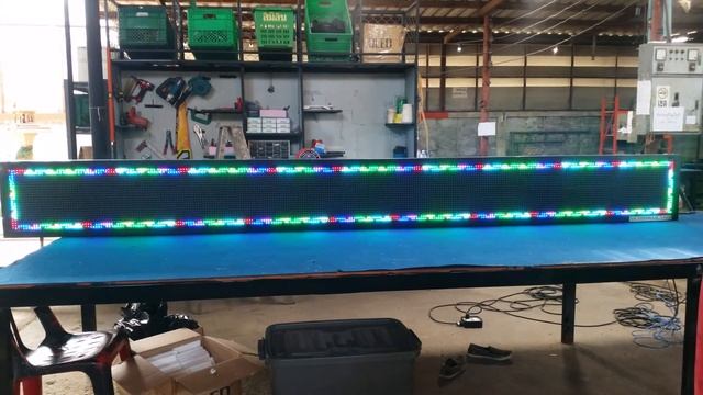ป้ายไฟวิ่ง Oled P13.33 แสดงผล 7 สี ขนาด 41 X 393 Cm. ร้านปัญญาอิควิปเม้นท์